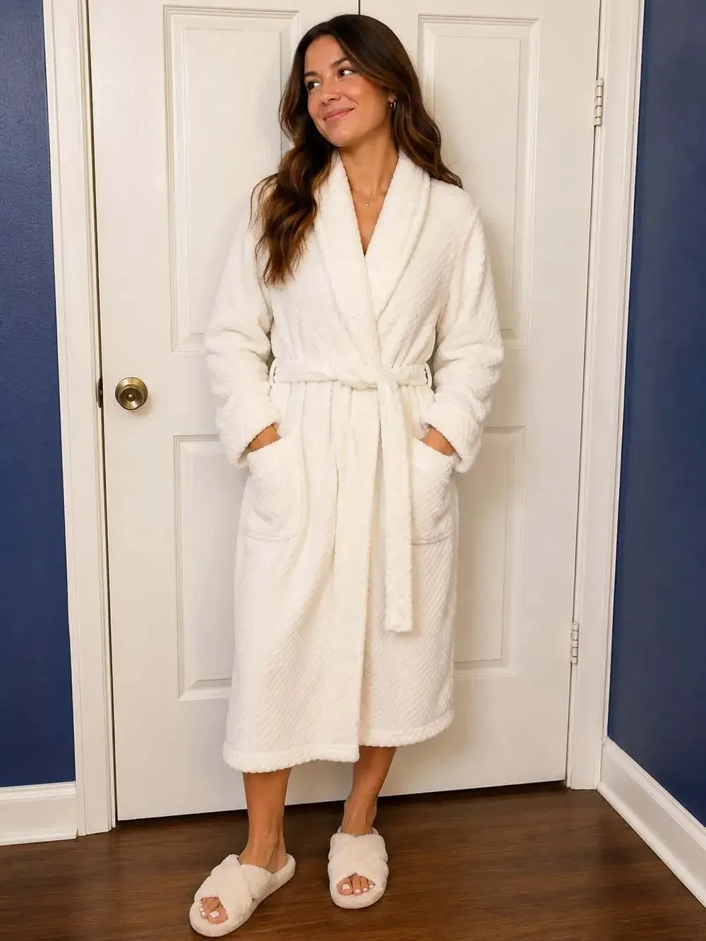 Croft & Barrow Intimates Women's Textured Plush Fleece Robe with Belt